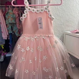 Pink Floral Kids Casual Dress